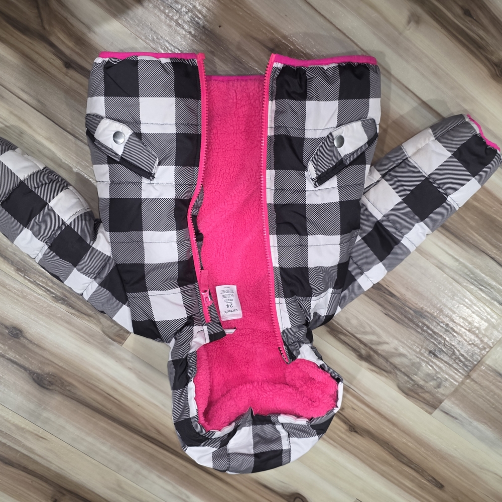 Carter's Black and White Plaid Jacket with Pink Lining